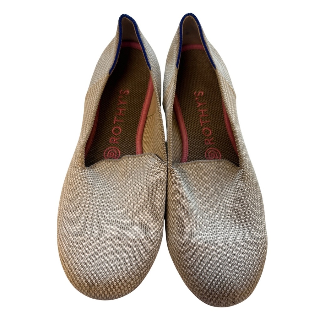 Rothys The Loafer Oatmeal Heather Tan Knit Slip On Flat Shoes Womens Size 9